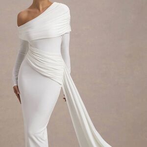 Elegant White Dress with Drape